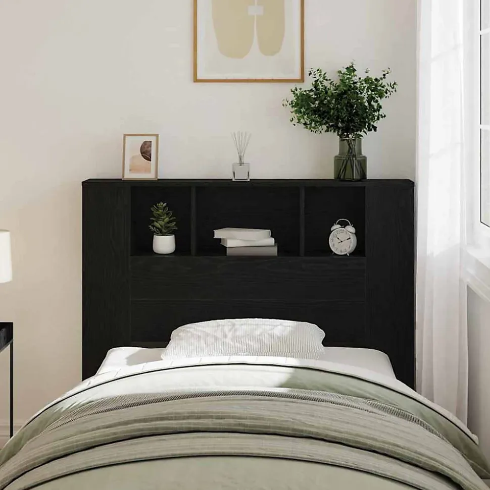 Cabinet de Tête de Lit Chêne noir 120 x 18.5 x 102.5 cm vidaXL