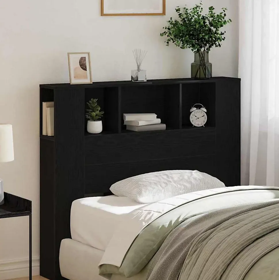 Cabinet de Tête de Lit Chêne noir 120 x 18.5 x 102.5 cm vidaXL