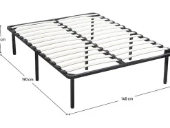 Cadre à lattes + pieds pour matelas 140 x 190 cm - 26 lattes