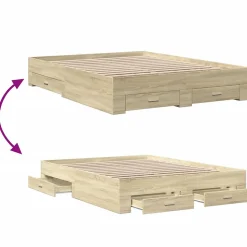 Cadre de lit avec tiroirs sans matelas chêne sonoma 160x200 cm