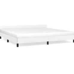 Cadre de lit avec tête de lit sans matelas blanc 200x200 cm