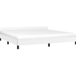 Cadre de lit avec tête de lit sans matelas blanc 200x200 cm