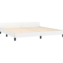 Cadre de lit avec tête de lit sans matelas blanc 200x200 cm