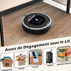 Cadre de Lit de Plateforme Sommier Lit Double King Size en Métal Rangement sous Lit Haute Tête 101cm