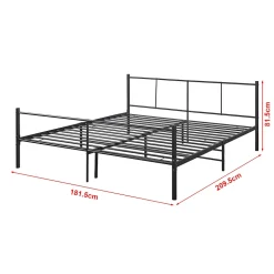 Cadre de Lit Double en Métal Laos 180 x 200 cm Noir Mat en.casa