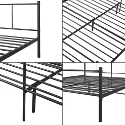 Cadre de Lit Double en Métal Laos 180 x 200 cm Noir Mat en.casa