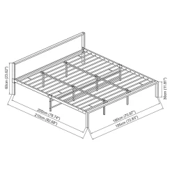 Cadre de Lit double en Métal Imatra 180 x 200 cm Noir Mat en.casa