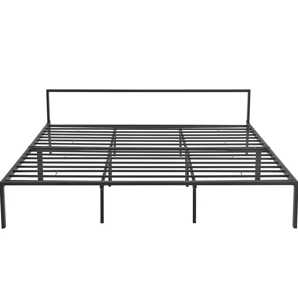 Cadre de Lit double en Métal Imatra 180 x 200 cm Noir Mat en.casa