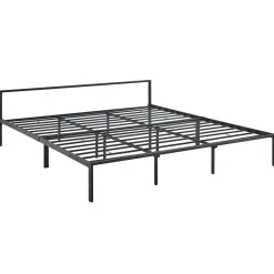 Cadre de Lit double en Métal Imatra 180 x 200 cm Noir Mat en.casa