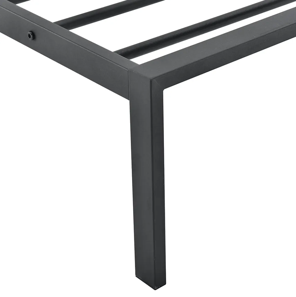 Cadre de Lit double en Métal Imatra 180 x 200 cm Noir Mat en.casa