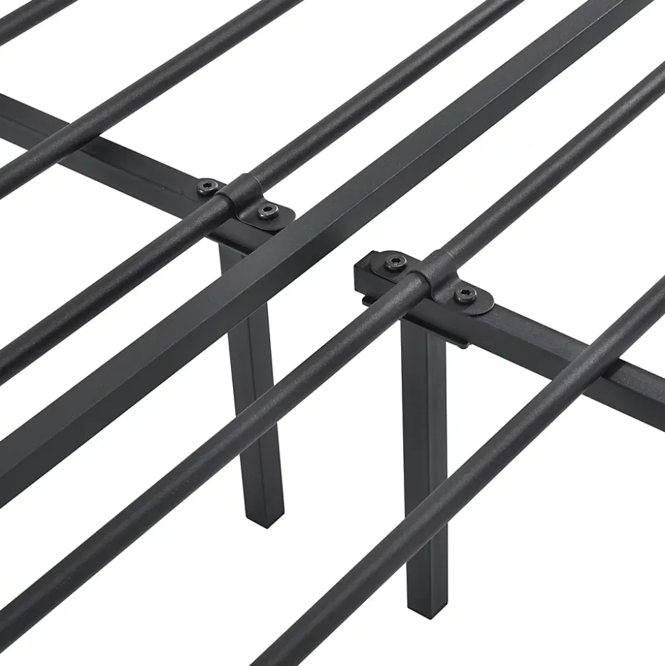 Cadre de Lit double en Métal Imatra 180 x 200 cm Noir Mat en.casa