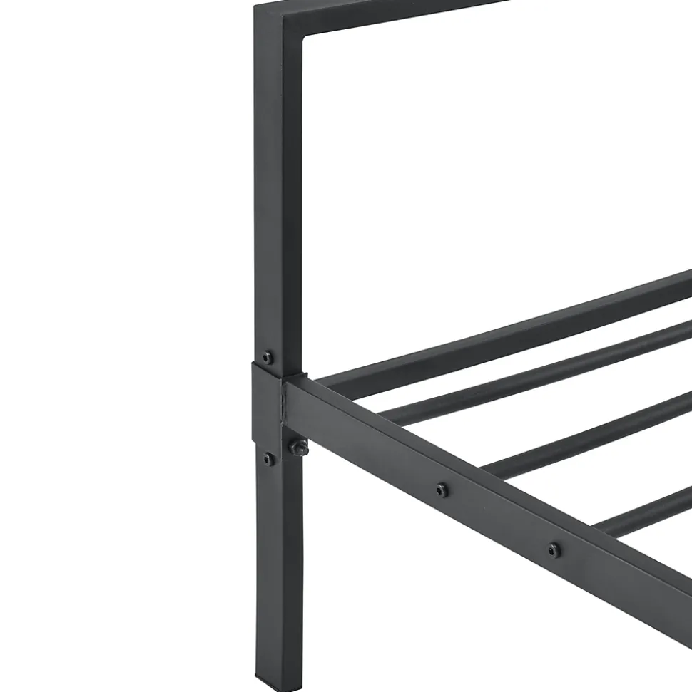 Cadre de Lit double en Métal Imatra 180 x 200 cm Noir Mat en.casa