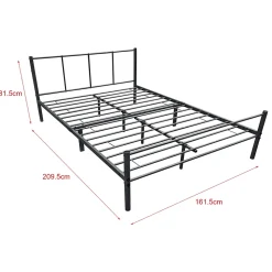 Cadre de Lit Double en Métal Laos 160 x 200 cm Noir Mat en.casa