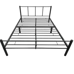 Cadre de Lit Double en Métal Laos 160 x 200 cm Noir Mat en.casa