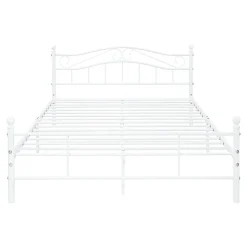 Cadre de lit double Florenz Acier Revêtu par Poudre 160 x 200 Blanc en.casa