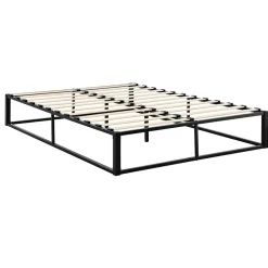 Cadre de lit double Kreta en Métal 180 x 200 cm Noir en.casa