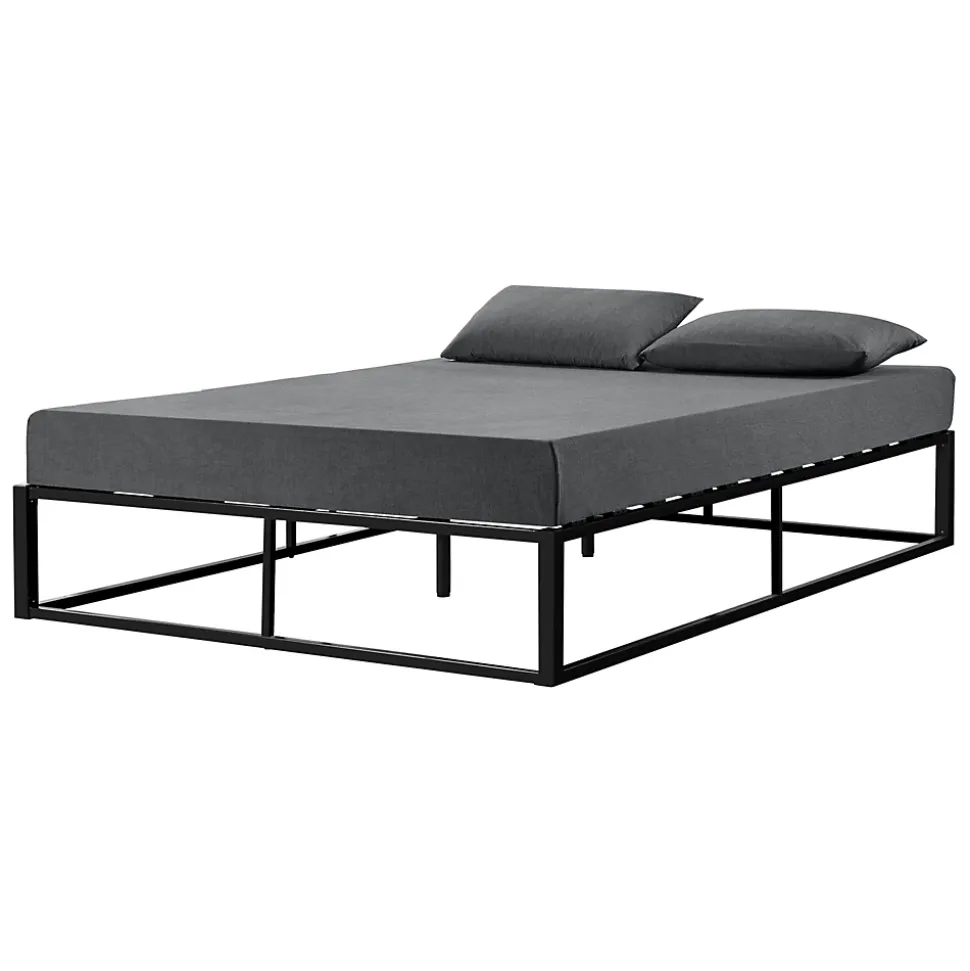 Cadre de lit double Kreta en Métal 180 x 200 cm Noir en.casa