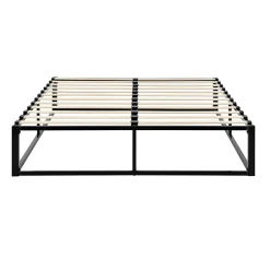 Cadre de lit double Kreta en Métal 180 x 200 cm Noir en.casa