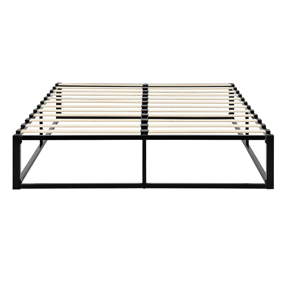 Cadre de lit double Kreta en Métal 180 x 200 cm Noir en.casa