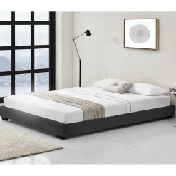 Cadre de Lit Double Masari Rembourré avec Similicuir Noir 200 x 180 cm Corium