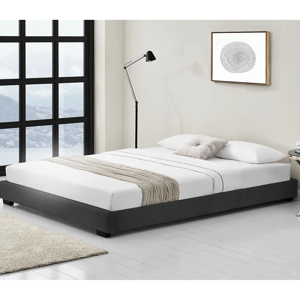 Cadre de Lit Double Masari Rembourré avec Similicuir Noir 200 x 180 cm Corium