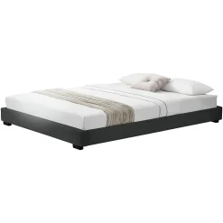 Cadre de Lit Double Masari Rembourré avec Similicuir Noir 200 x 180 cm Corium