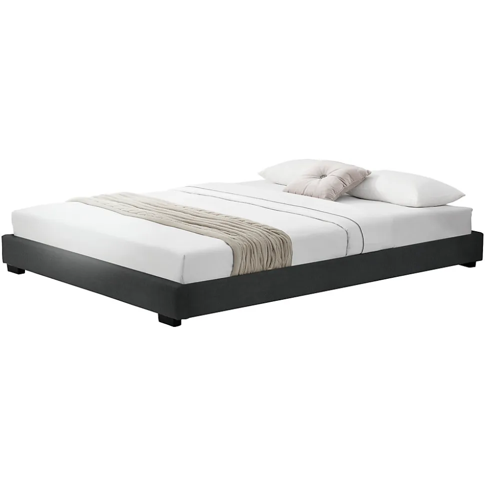 Cadre de Lit Double Masari Rembourré avec Similicuir Noir 200 x 180 cm Corium