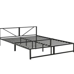 Cadre de Lit Double Meran en Métal 180 x 200 cm Noir en.casa