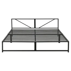 Cadre de Lit Double Meran en Métal 180 x 200 cm Noir en.casa