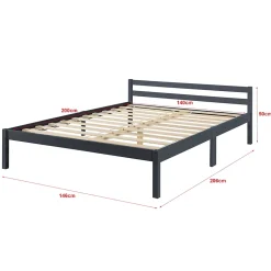 Cadre de Lit Double Nakkila Pin 140 x 200 cm Gris Foncé en.casa