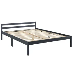 Cadre de Lit Double Nakkila Pin 140 x 200 cm Gris Foncé en.casa