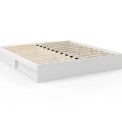 Cadre de lit double SALEM avec rangements et sommier 180 x 200 cm blanc