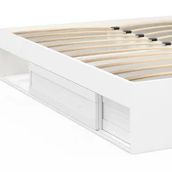 Cadre de lit double SALEM avec rangements et sommier 180 x 200 cm blanc