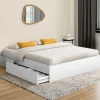 Cadre de lit double TOMI 4 tiroirs avec sommier 140 x 190 cm blanc