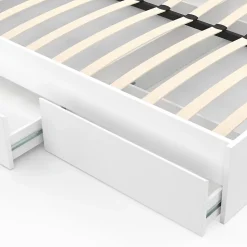 Cadre de lit double TOMI 4 tiroirs avec sommier 140 x 190 cm blanc