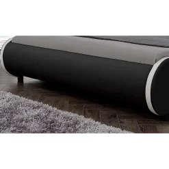 Cadre de lit double Valencia à LED 140x200cm cuir synthétique avec sommier à lattes noir Corium