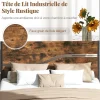 Cadre de Lit Double 140x200CM,avec Tête, Lattes en Métal,Espace de Rangement,Pas de Sommier Nécessaire,Brun Rustique,Charge 360KG