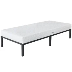 Cadre de lit en acier anthracite 90x200 cm avec sommier à lattes matelas H16 cm
