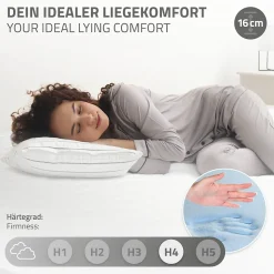 Cadre de lit en acier anthracite 90x200 cm avec sommier à lattes matelas H16 cm