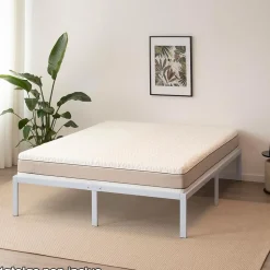 Cadre De Lit En Acier Avec Espace De Rangement - Montage Facile - 180x200 Cm Blanc