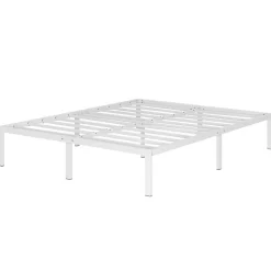 Cadre De Lit En Acier Avec Espace De Rangement - Montage Facile - 200x200 Cm Blanc