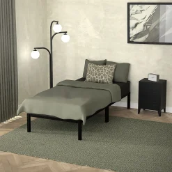 Cadre de lit en acier sommier à lattes noir moderne chambre à coucher 90x200 cm