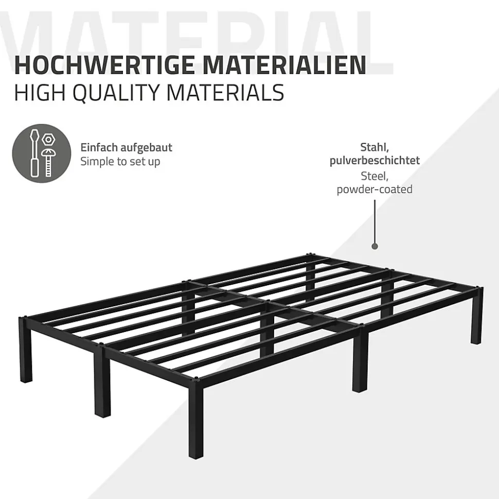 Cadre de lit en acier sommier à lattes noir moderne chambre à coucher 120x200 cm