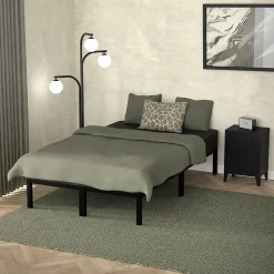 Cadre de lit en acier sommier à lattes noir moderne chambre à coucher 120x200 cm