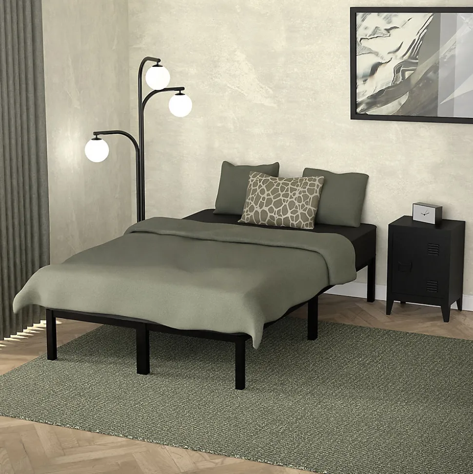 Cadre de lit en acier sommier à lattes noir moderne chambre à coucher 120x200 cm