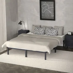 Cadre de lit en acier sommier à lattes anthracite chambre à coucher 160 x 200 cm