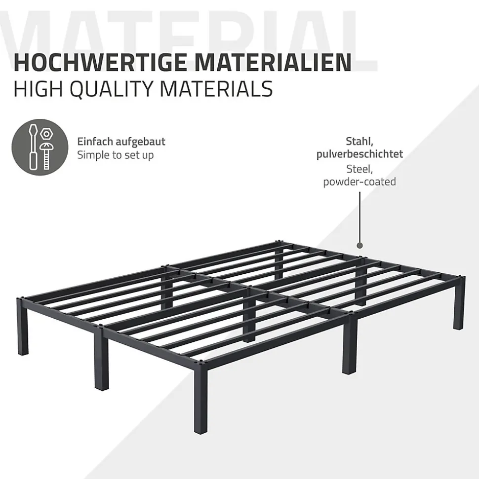 Cadre de lit en acier sommier à lattes anthracite chambre à coucher 140 x 200 cm