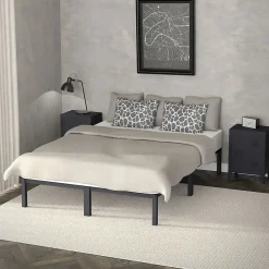 Cadre de lit en acier sommier à lattes anthracite chambre à coucher 140 x 200 cm