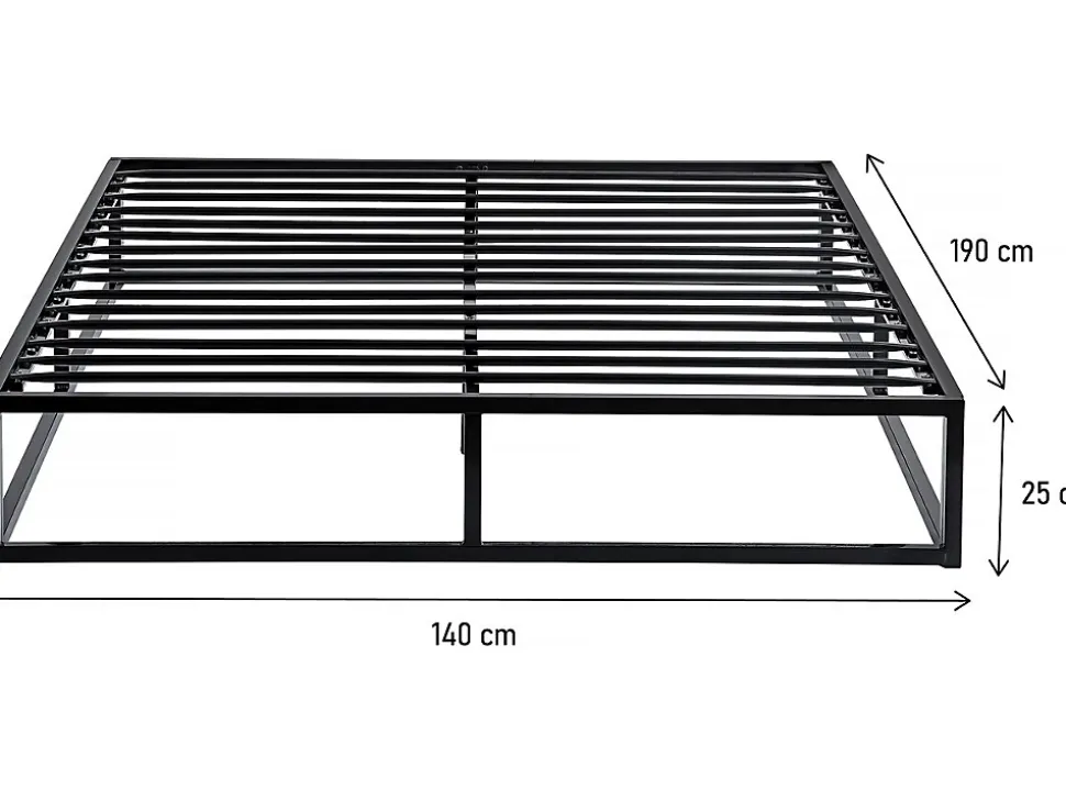 Cadre de lit en métal 140 x 190 - Noir