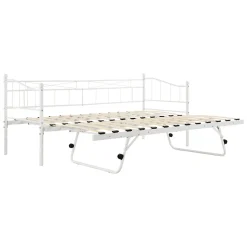 Cadre de Lit Gigogne en Métal Skutskär Blanc 90x200cm en.casa